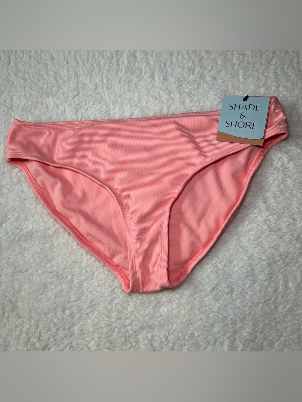Shade & Shore Women’s Ribbed Low Rise Bikini Bottoms Medium NEW
